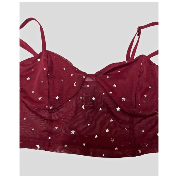 FOREVER 21 | CELESTIAL STAR MOON SEMI SHEER CROP CAMI BRALETTE - Picture 4 of 5